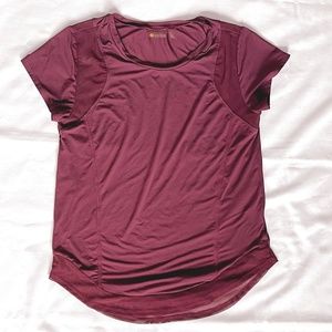 ZELLA Women's Burgundy Mesh Inset Training Tee T-Shirt Athletic Size Large